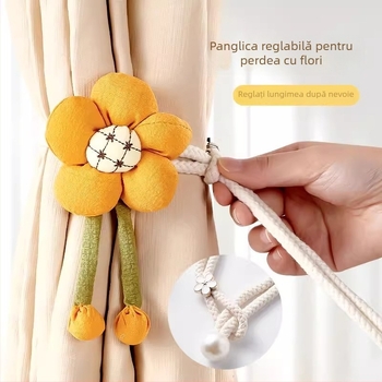 Legături pentru perdele cu decor floral, șnururi pentru perdele din tul, clips de depozitare, stil simplu și modern