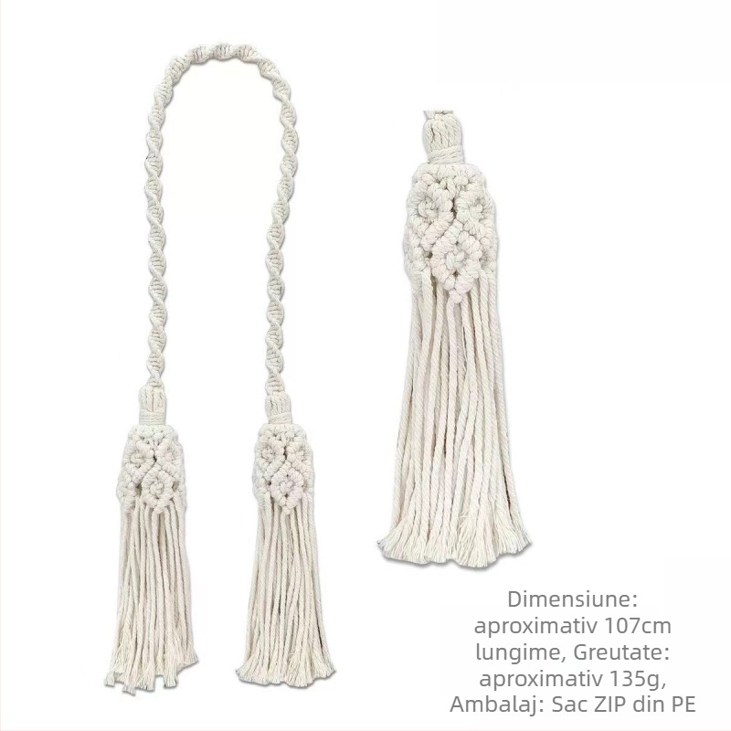 Jiuli Curea pentru perdea – stil Boem, sfoară țesută manual din bumbac și in, design modern minimalist, personalizabil