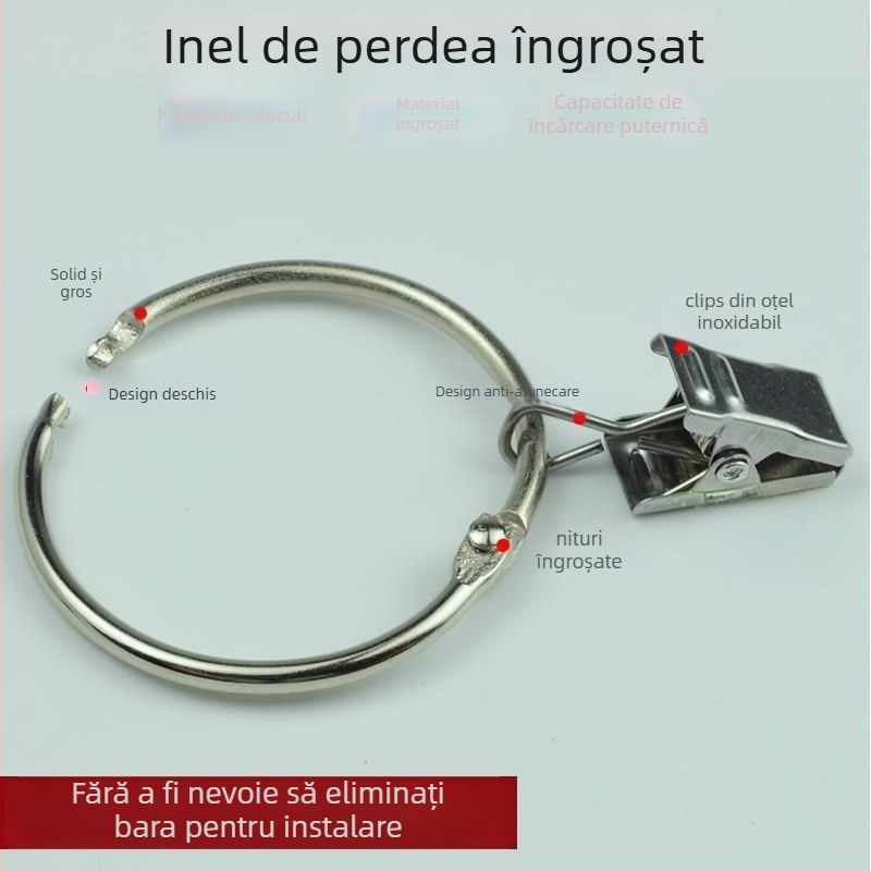 Inel pentru perdea cu clemă și cataramă, pentru perdea de duș, stil roman, modern minimalist