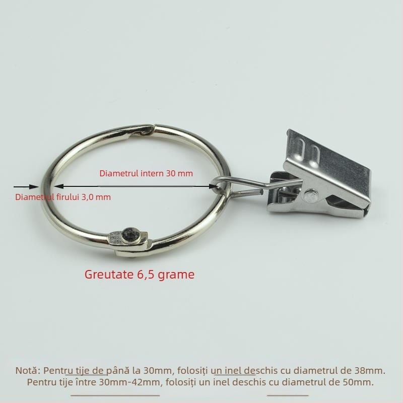 Inel pentru perdea cu clemă și cataramă, pentru perdea de duș, stil roman, modern minimalist