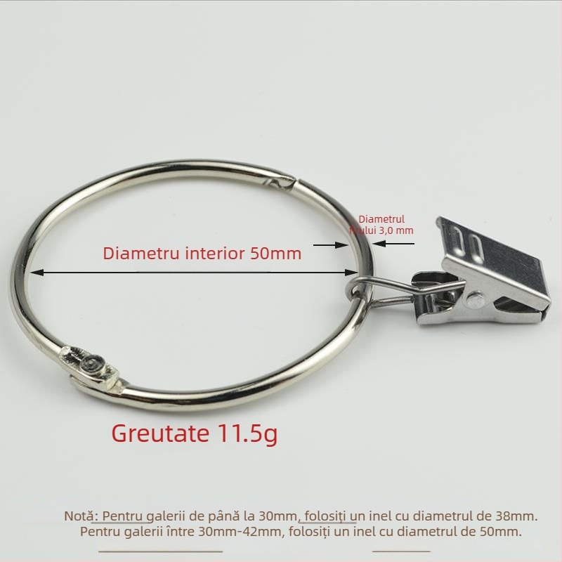 Inel pentru perdea cu clemă și cataramă, pentru perdea de duș, stil roman, modern minimalist