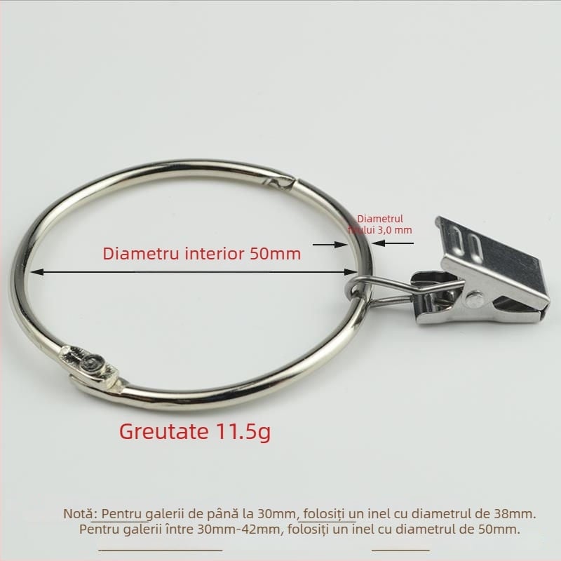 Inel pentru perdea cu clemă și cataramă, pentru perdea de duș, stil roman, modern minimalist