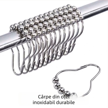 Inel de perdea de duș din oțel inoxidabil, formă de dovleac, inel cu bilă pentru perdele de pat și ușă