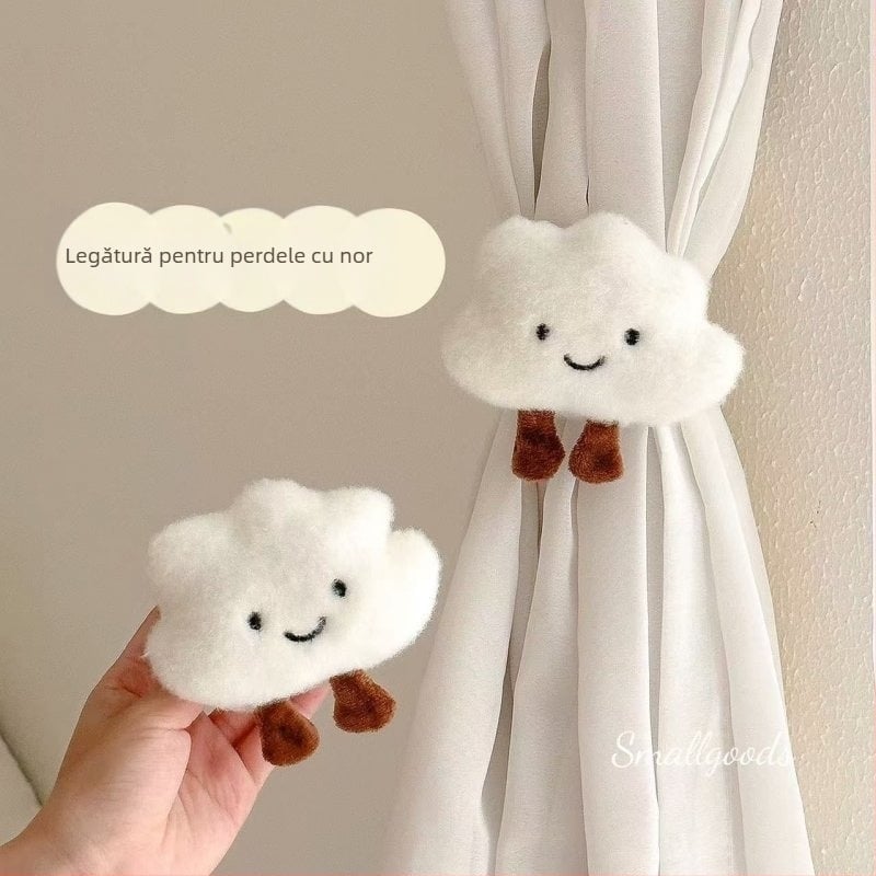 Legături pentru perdea – design modern minimalist, motive cu nori și animale, material fibră chimică, fără personalizare