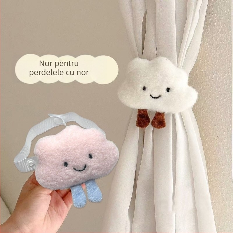 Legături pentru perdea – design modern minimalist, motive cu nori și animale, material fibră chimică, fără personalizare
