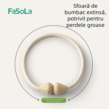 Legături pentru perdea cu cataramă magnetică, din lemn masiv, magnet de pământ rar și sfoară de bumbac