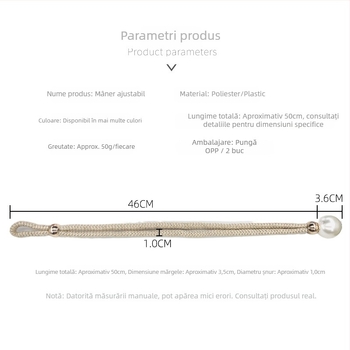 Legături pentru perdea din țesătură cu accente perlate, șnururi de strângere reglabile, stil lux lejer