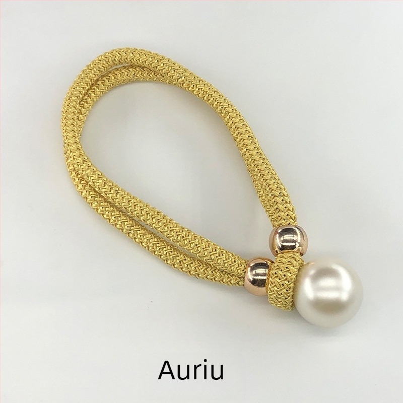 Legături pentru perdea din țesătură cu accente perlate, șnururi de strângere reglabile, stil lux lejer