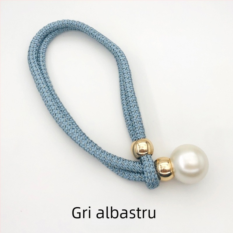 Legături pentru perdea din țesătură cu accente perlate, șnururi de strângere reglabile, stil lux lejer