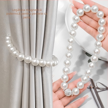 Șnururi pentru perdele cu cataramă magnetică – pereche de curele pentru perdele din plasă, fără găuri, cu șnur de strângere; marca Qiwang; material magnet+ABS; stil modern minimalist