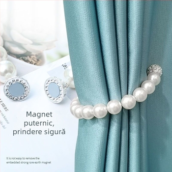 Șnururi pentru perdele cu cataramă magnetică – pereche de curele pentru perdele din plasă, fără găuri, cu șnur de strângere; marca Qiwang; material magnet+ABS; stil modern minimalist