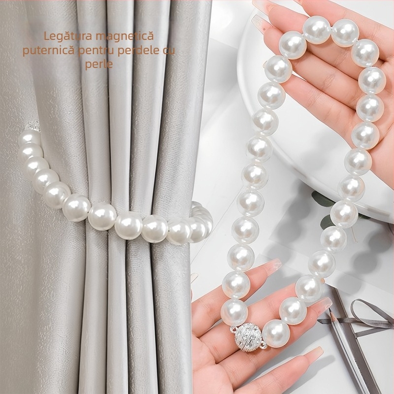 Șnururi pentru perdele cu cataramă magnetică – pereche de curele pentru perdele din plasă, fără găuri, cu șnur de strângere; marca Qiwang; material magnet+ABS; stil modern minimalist