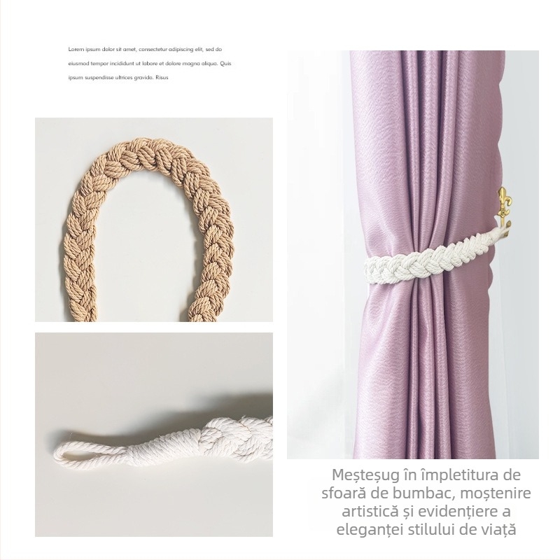 Legături reglabil pentru perdele din țesătură gauze, sfoară de bumbac, stil Nordic, brand Nine elephants