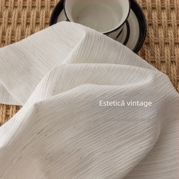 Perdea Chenille din poliester, țesătură vopsită pe fir (yarn-dyed), Semitransparentă dar opacă, Stil modern simplu, Potrivit pentru living și dormitor