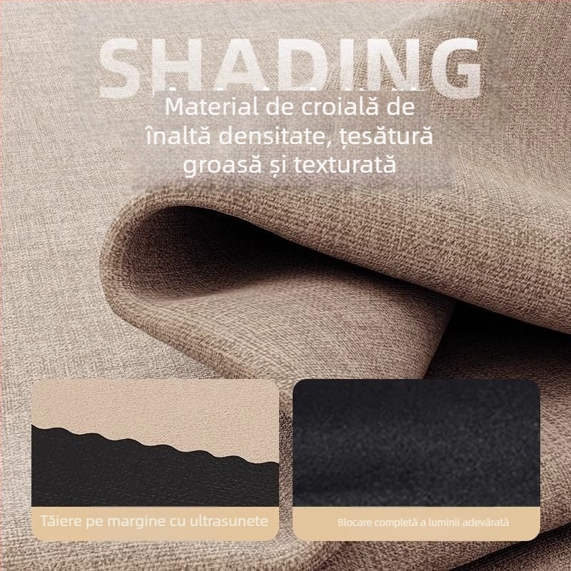 Draperie din poliester cu umbrire ridicată 71-90%, pentru living, dormitor, birou, restaurant și intrare, stil modern minimalist