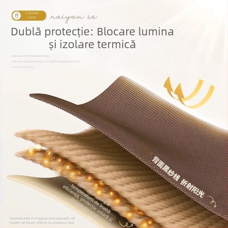 Draperie din poliester cu umbrire ridicată 71-90%, pentru living, dormitor, birou, restaurant și intrare, stil modern minimalist