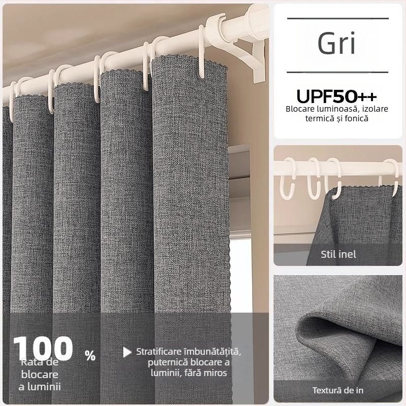 Draperie din poliester cu umbrire ridicată 71-90%, pentru living, dormitor, birou, restaurant și intrare, stil modern minimalist