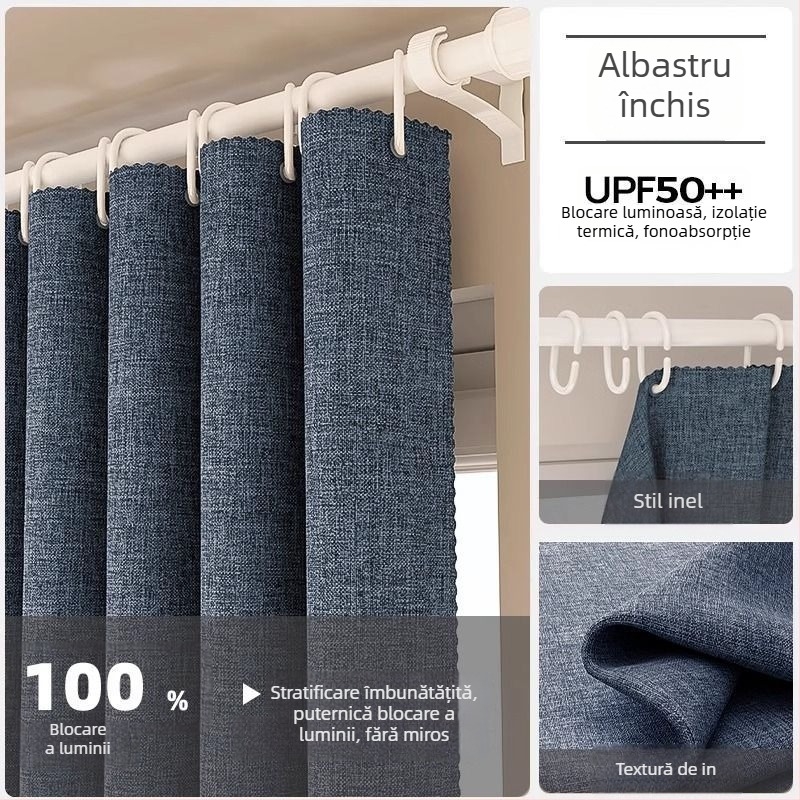Draperie din poliester cu umbrire ridicată 71-90%, pentru living, dormitor, birou, restaurant și intrare, stil modern minimalist