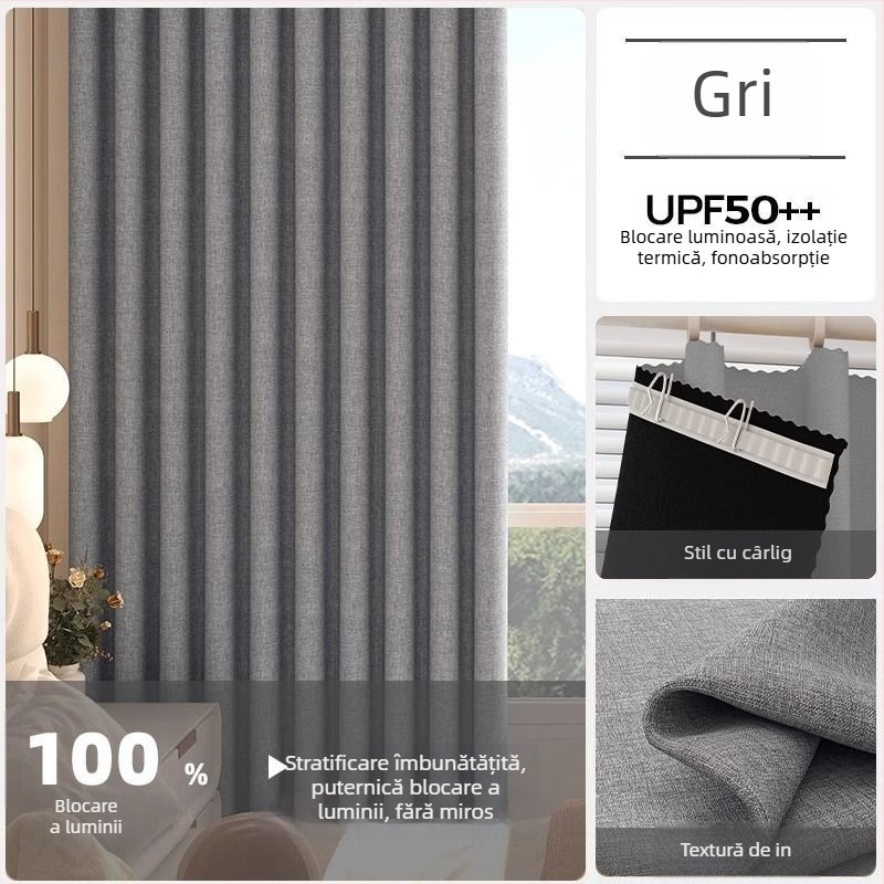 Draperie din poliester cu umbrire ridicată 71-90%, pentru living, dormitor, birou, restaurant și intrare, stil modern minimalist