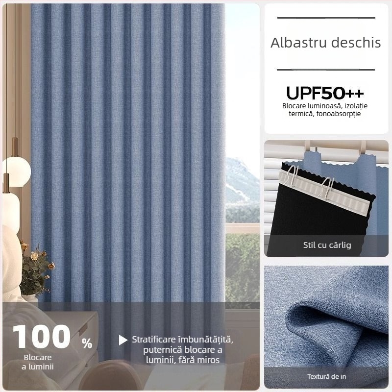 Draperie din poliester cu umbrire ridicată 71-90%, pentru living, dormitor, birou, restaurant și intrare, stil modern minimalist