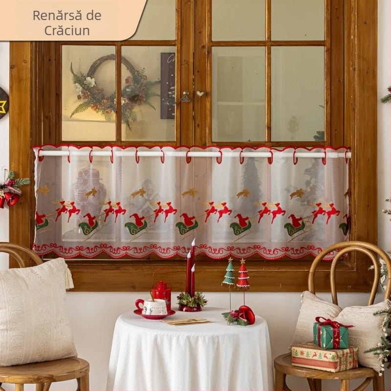 Draperie brodată din poliester pentru ușă – umbire parțială 40-70% lumină, living, dormitor, bucătărie, balcon