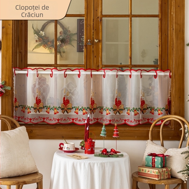 Draperie brodată din poliester pentru ușă – umbire parțială 40-70% lumină, living, dormitor, bucătărie, balcon