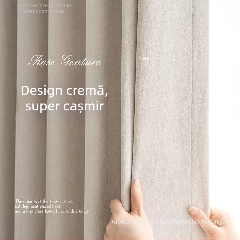 Draperie dublă cu blackout total, material Chenille, umbrire 71-90%, stil modern minimalist