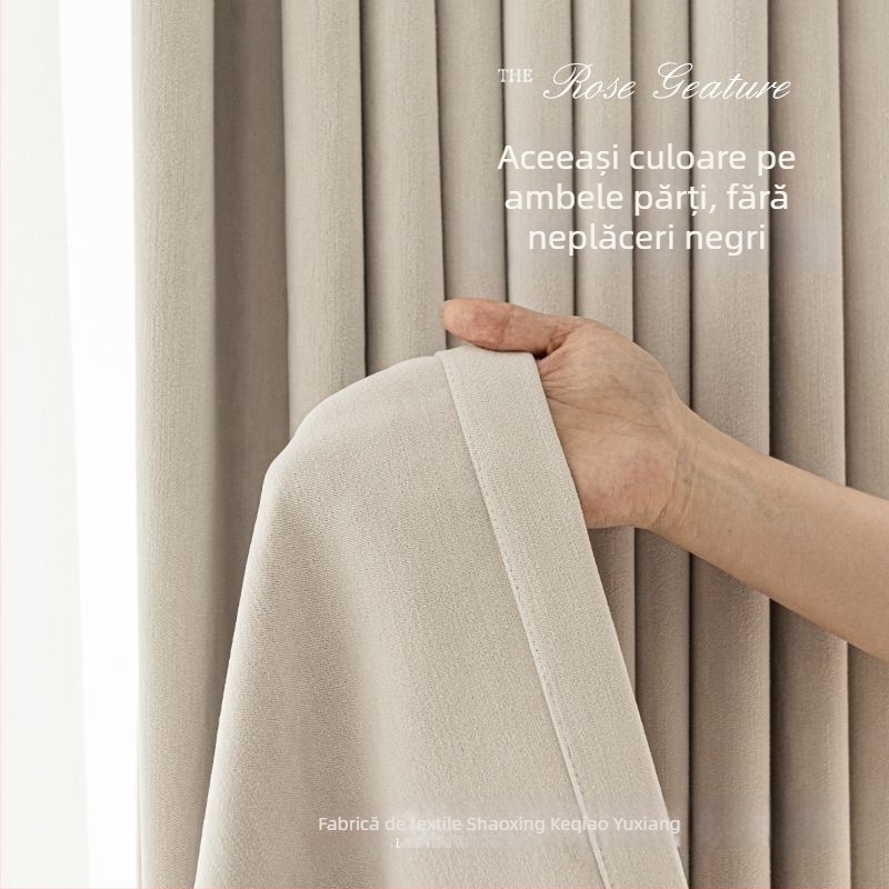 Draperie dublă cu blackout total, material Chenille, umbrire 71-90%, stil modern minimalist