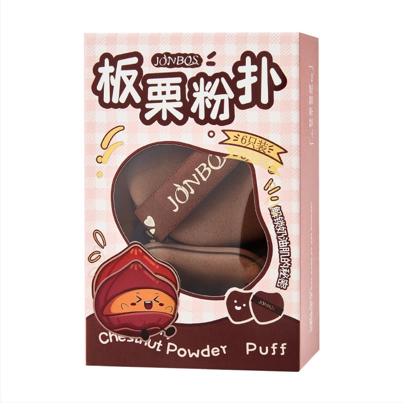 Jiaobosi Puff Pudră Uscată, Hidrofil Non-Latex, 6 buc., Forme: flocate, picătură, formă de piersică, pentru aplicare umedă și uscată