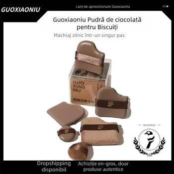 Guo xiaoniu burete pudră – dublă utilizare umed/uscat, burete natural, 6 buc., forme: triunghi, picătură, dovleac