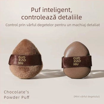 Guo xiaoniu burete pudră – dublă utilizare umed/uscat, burete natural, 6 buc., forme: triunghi, picătură, dovleac