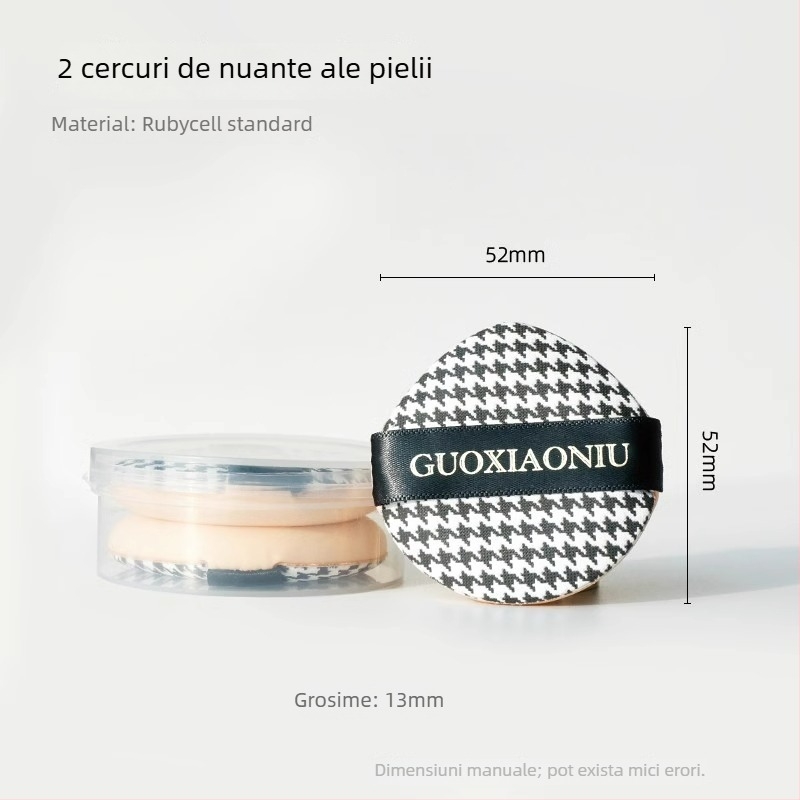 Guo xiaoniu burete pudră – dublă utilizare umed/uscat, burete natural, 6 buc., forme: triunghi, picătură, dovleac