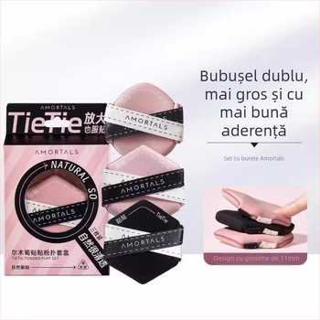 Set bureți pudră - bureți hidrofil poliuretani, 3 bucăți, pentru uscat/umed, pentru fond de ten și machiaj, formă neregulată