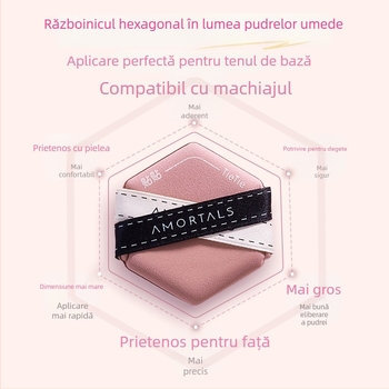 Set bureți pudră - bureți hidrofil poliuretani, 3 bucăți, pentru uscat/umed, pentru fond de ten și machiaj, formă neregulată