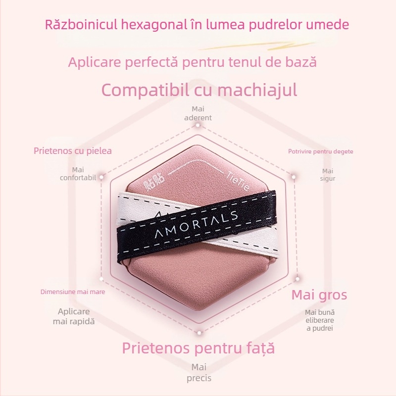 Set bureți pudră - bureți hidrofil poliuretani, 3 bucăți, pentru uscat/umed, pentru fond de ten și machiaj, formă neregulată