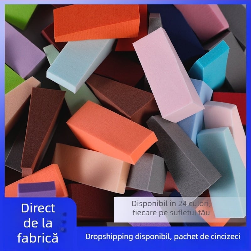 Burete triunghiular Dry Puff — hidrofili, fără latex, OEM, ambalaj 100 buc