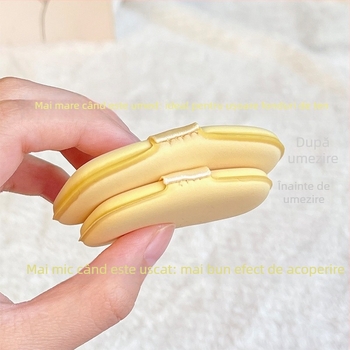 Gecomo Butter Biscuit puff pudră cu pernă de aer – dublu-față, utilizare umedă/uscată, poliuretan hidrofil, 6 buc.