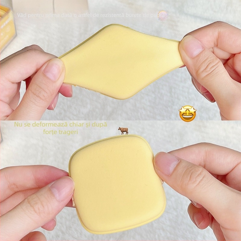 Gecomo Butter Biscuit puff pudră cu pernă de aer – dublu-față, utilizare umedă/uscată, poliuretan hidrofil, 6 buc.