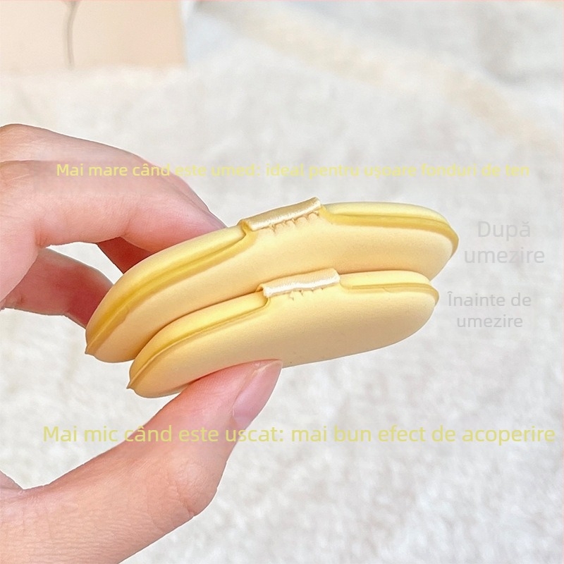 Gecomo Butter Biscuit puff pudră cu pernă de aer – dublu-față, utilizare umedă/uscată, poliuretan hidrofil, 6 buc.