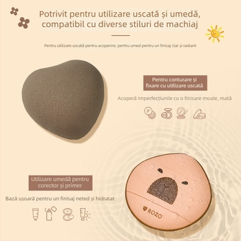 ROZO mini burete pudră în formă de picătură pentru aplicare umedă și uscată, poliuretan hidrofil, set 5 bucăți