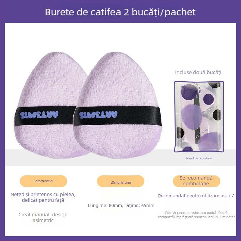 Puf dublu față, cu catifea, formă picătură și piersică, poliuretan, 1 bucată