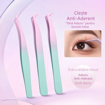 Pince fără adeziv pentru montaj gene false – Instrument special pentru artiști de gene, pachet 500 buc., Origine: Yangjiang, Local