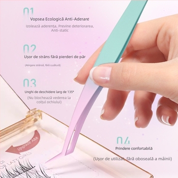 Pince fără adeziv pentru montaj gene false – Instrument special pentru artiști de gene, pachet 500 buc., Origine: Yangjiang, Local