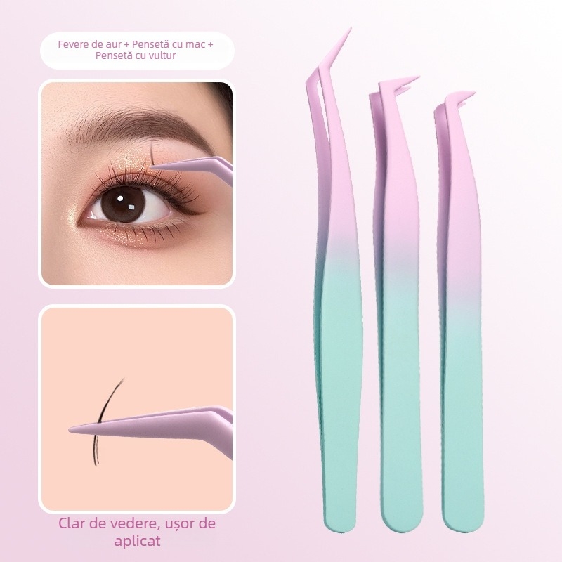 Pince fără adeziv pentru montaj gene false – Instrument special pentru artiști de gene, pachet 500 buc., Origine: Yangjiang, Local