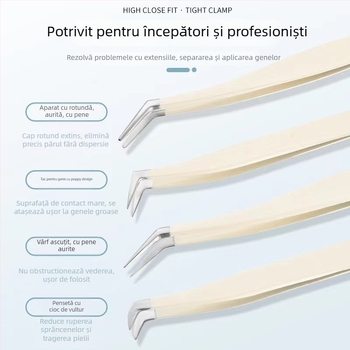 Clește pentru gene false, precizie înaltă, din oțel inoxidabil, Six Six Beauty, uz general