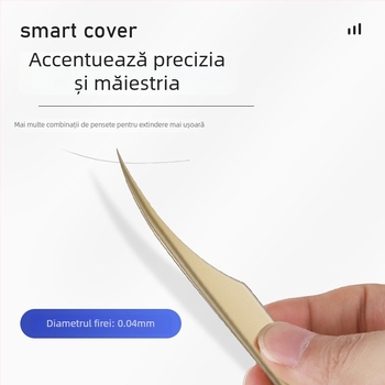 Set de pensete pentru gene din oțel inoxidabil, precizie înaltă, design segmentat, neelectrice, 1 bucată, trei stiluri, Dolphin Straight Clip
