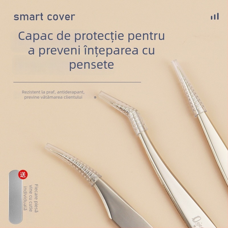 Set de pensete pentru gene din oțel inoxidabil, precizie înaltă, design segmentat, neelectrice, 1 bucată, trei stiluri, Dolphin Straight Clip