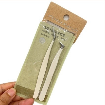 Set de unelte pentru extensii gene – pensetă din oțel inoxidabil, clips cu pene, kit profesional de grafting pentru începători Chlorophyll