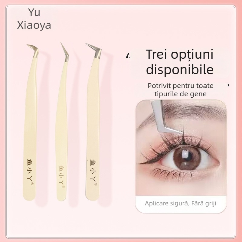 Set pensete pentru gene și ondulator pentru gene pentru începători — oțel inoxidabil, brand Little Fish, uz general