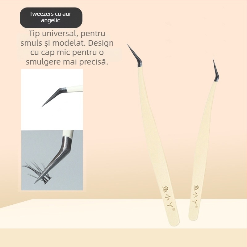 Set pensete pentru gene și ondulator pentru gene pentru începători — oțel inoxidabil, brand Little Fish, uz general